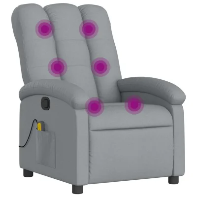 Masažni fotelj - Relax naslanjač svetlo sivo blago