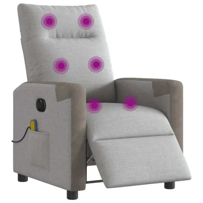Električni masažni naslanjač - Relax naslanjač sivo blago