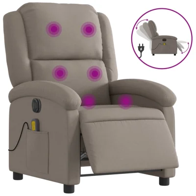 Električni masažni naslanjač - Relax naslanjač taupe blago