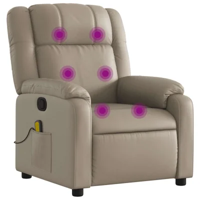 masažni naslanjač - Relax naslanjač kapučino umetno usnje