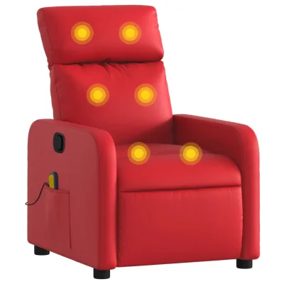 masažni naslanjač - Relax naslanjač rdeče umetno usnje