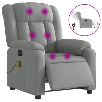 Električni masažni naslanjač - Relax naslanjač svetlo sivo blago
