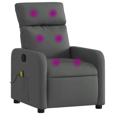 masažni naslanjač - Relax naslanjač temno sivo blago