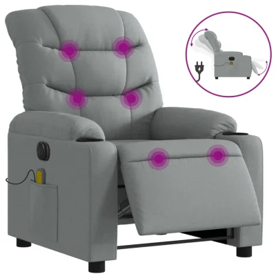 Električni masažni naslanjač - Relax naslanjač svetlo sivo blago