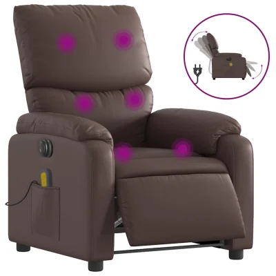 Električni masažni naslanjač - Relax naslanjač rjavo umetno usnje