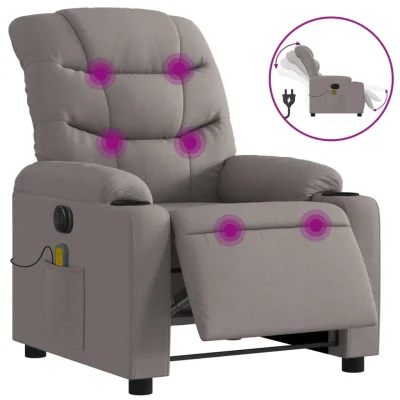 Električni masažni naslanjač - Relax naslanjač taupe blago