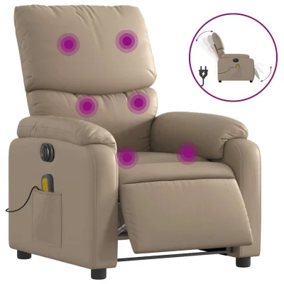 Električni masažni naslanjač - Relax naslanjač kapučino umetno usnje