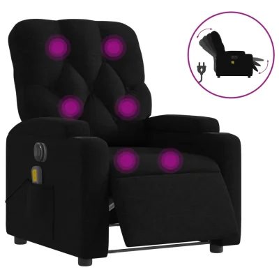Električni masažni naslanjač - Relax naslanjač črno blago