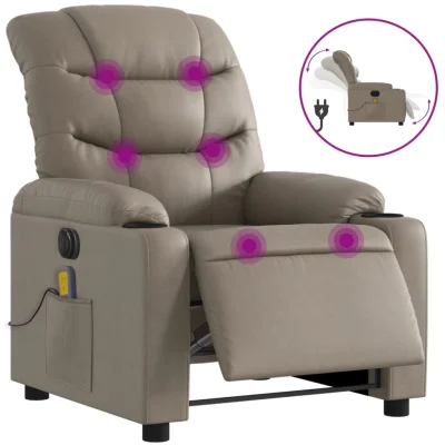 Električni masažni naslanjač - Relax naslanjač kapučino umetno usnje