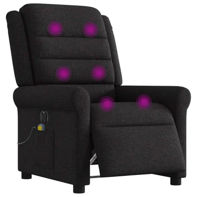 Električni masažni naslanjač - Relax naslanjač črno blago