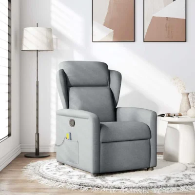 Masažni fotelj - Relax naslanjač svetlo sivo blago