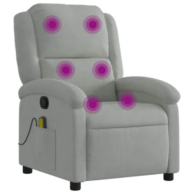 masažni naslanjač - Relax naslanjač svetlo siv žamet