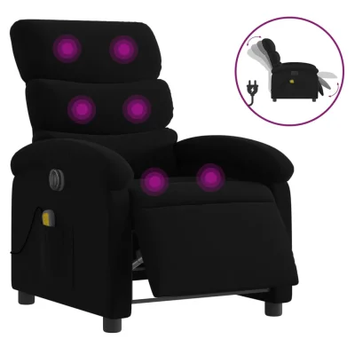 Električni masažni naslanjač - Relax naslanjač črno blago