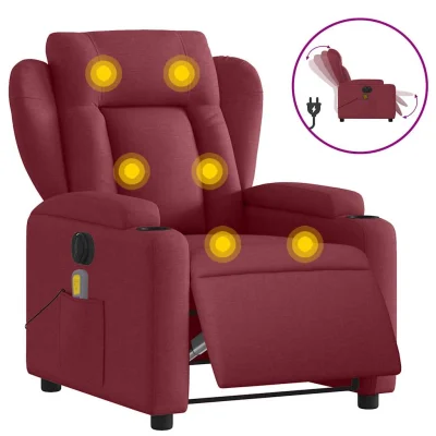 Električni masažni naslanjač - Relax naslanjač vinsko rdeče blago
