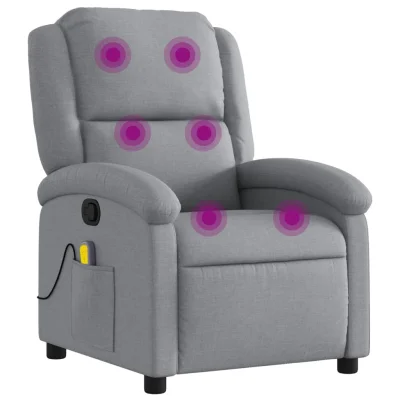 Masažni fotelj - Relax naslanjač svetlo sivo blago