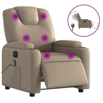 Električni masažni naslanjač - Relax naslanjač kapučino umetno usnje