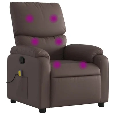 masažni naslanjač - Relax naslanjač rjavo umetno usnje