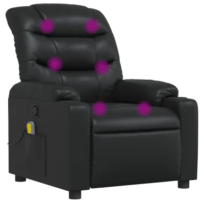 masažni naslanjač - Relax naslanjač črno umetno usnje