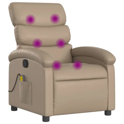 masažni naslanjač - Relax naslanjač kapučino umetno usnje
