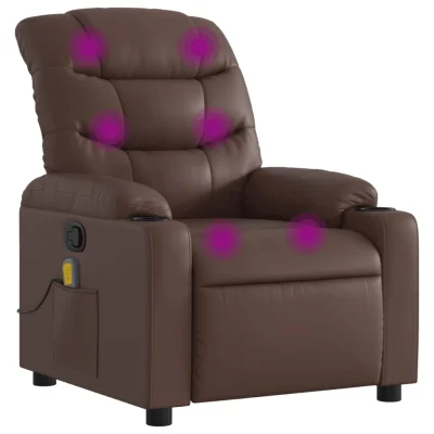 masažni naslanjač - Relax naslanjač rjavo umetno usnje