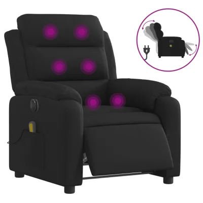 Električni masažni naslanjač - Relax naslanjač črno blago