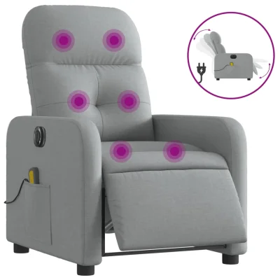 Električni masažni naslanjač - Relax naslanjač svetlo sivo blago