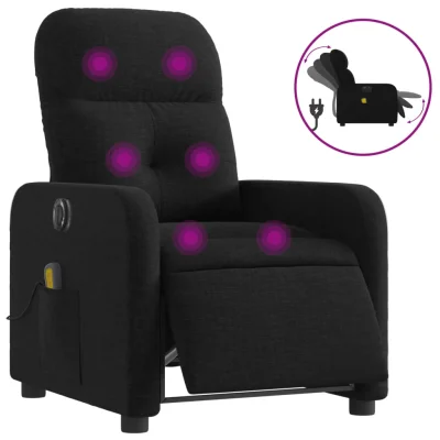 Električni masažni naslanjač - Relax naslanjač črno blago