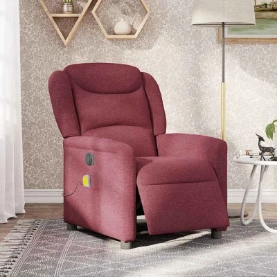 Električni masažni naslanjač - Relax naslanjač vinsko rdeče blago