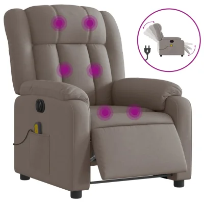 Električni masažni naslanjač - Relax naslanjač taupe blago