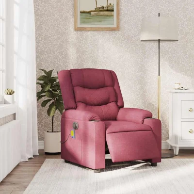 Električni masažni naslanjač - Relax naslanjač vinsko rdeče blago