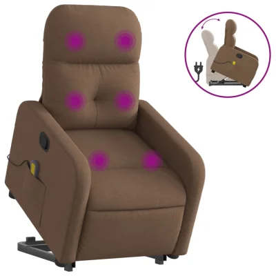 masažni naslanjač - Relax naslanjač s funkcijo vstajanja rjavo blago