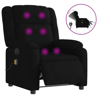 Električni masažni naslanjač - Relax naslanjač črno blago