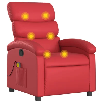 masažni naslanjač - Relax naslanjač rdeče umetno usnje