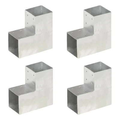 vidaXL Spojniki za stebre 4 kosi L oblike pocinkana kovina 101x101 mm