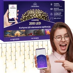I Illumination 200 LED svetlobna zavesa - topla bela - aplikacijsko krmiljena