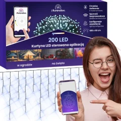 I Illumination 200 LED svetlobna zavesa - hladno bela - aplikacijsko krmiljena