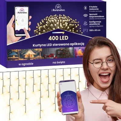Illumination 400 LED svetlobna zavesa - topla bela - aplikacijsko krmiljena
