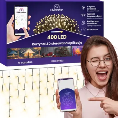 Illumination 400 LED svetlobna zavesa - topla bela - aplikacijsko krmiljena