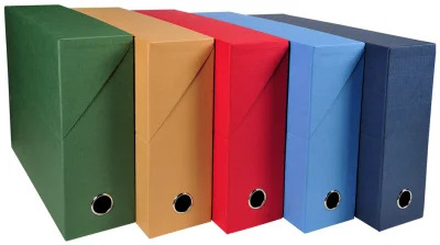 Arhivska škatla EXACOMPTA, DIN A4, karton, 120 mm, temno modra