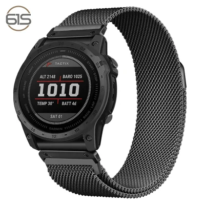 Hitro snemljiv milanski kovinski pašček za uro Garmin Fenix 7X Pro/Fenix 58 Black 22 mm