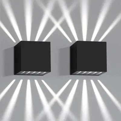 NETTLIFE 2 kosa LED stenska svetilka Notranja & Zunanja - Črna Zunanja svetilka IP65 Vodotesna Zunanja 3000K Hladno bela Gor Dol 10W