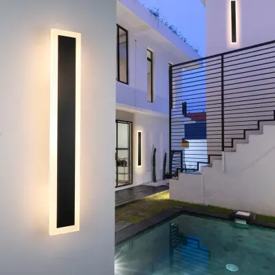 NETTLIFE Zunanja LED stenska svetilka: 50 cm Dolga notranja stenska svetilka 10 W Črna stenska svetilka 3000K Moderna IP65