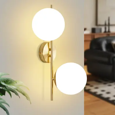 NETTLIFE zlata notranja stenska svetilka - E27, stenska razsvetljava, 2 žarnici (vir svetlobe ni vključen)