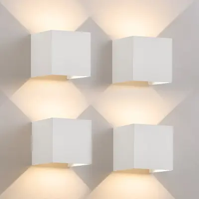 NETTLIFE LED stenska svetilka 5W, 4 kosi - Zunanja/notranja stenska svetilka bela, nastavljiv dvojni žarek vodoodporna IP65 230V 3000K