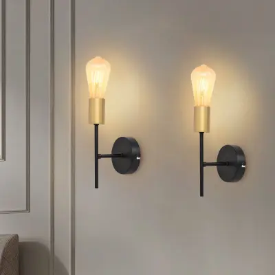 NETTLIFE Notranja Stenska Svetilka Vintage E27 Industrijska 1 Žarnica Črna Retro Kovinska 2 Kosa
