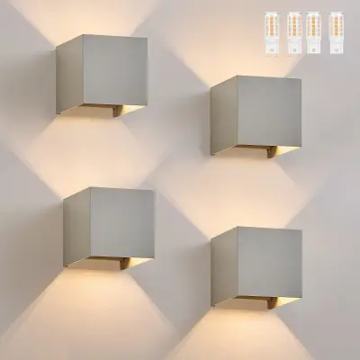 NETTLIFE Komplet 4 LED stenskih svetilk za zunanjo uporabo, topla bela IP65, antracitna, za hišo, stopnišče