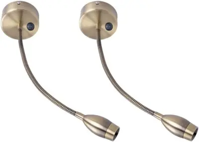 NETTLIFE LED stenska bralna svetilka, stenska montaža, 2 posteljni svetilki, bronasta gosji vrat, 3W 3000K bakrena 360°