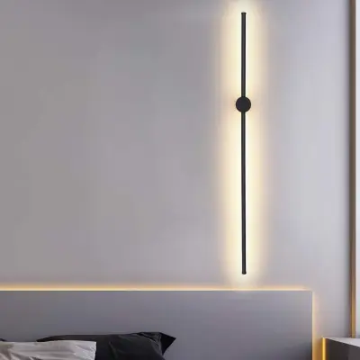 NETTLIFE LED notranja stenska svetilka - 100CM črna 8W minimalistična vrtljiva svetilka za dnevno sobo nočna lučka topla bela 3000K