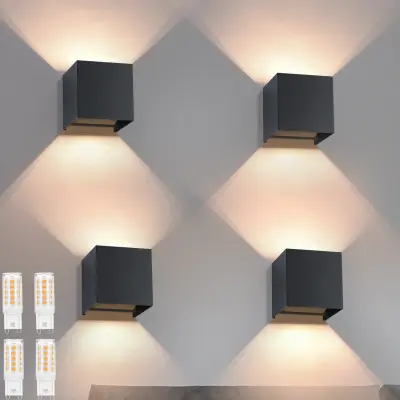 NETTLIFE 4 LED Stenske Svetilke Zun/Not, Črne Gor Dol, IP65, za Dom, Stopnišče