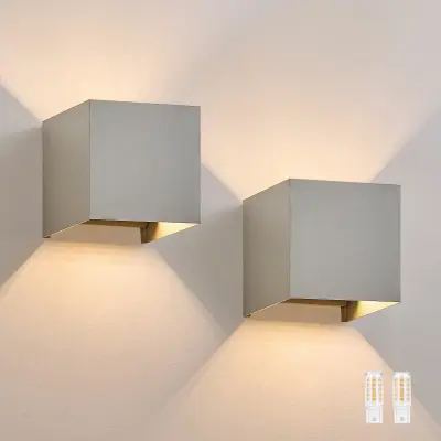 NETTLIFE Set 2 LED stenskih svetilk, topla bela IP65, antracitna, za dom, stopnišče